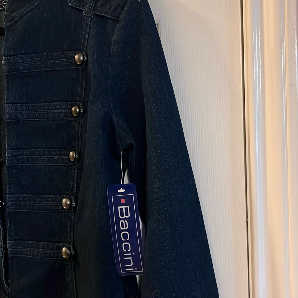 Baccini Women’s Military Style Denim Jacket NWT Sz SM - Picture 2 of 7